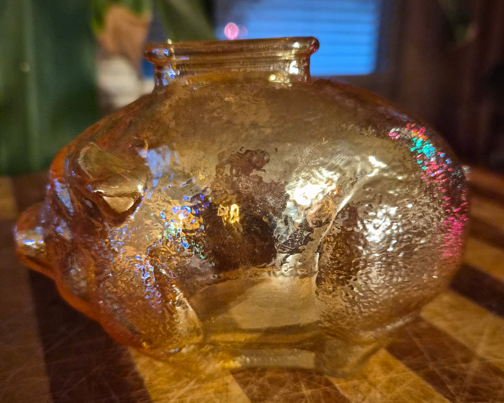 Vintage Anchor Hocking Marigold Carnival Glass Piggy Bank