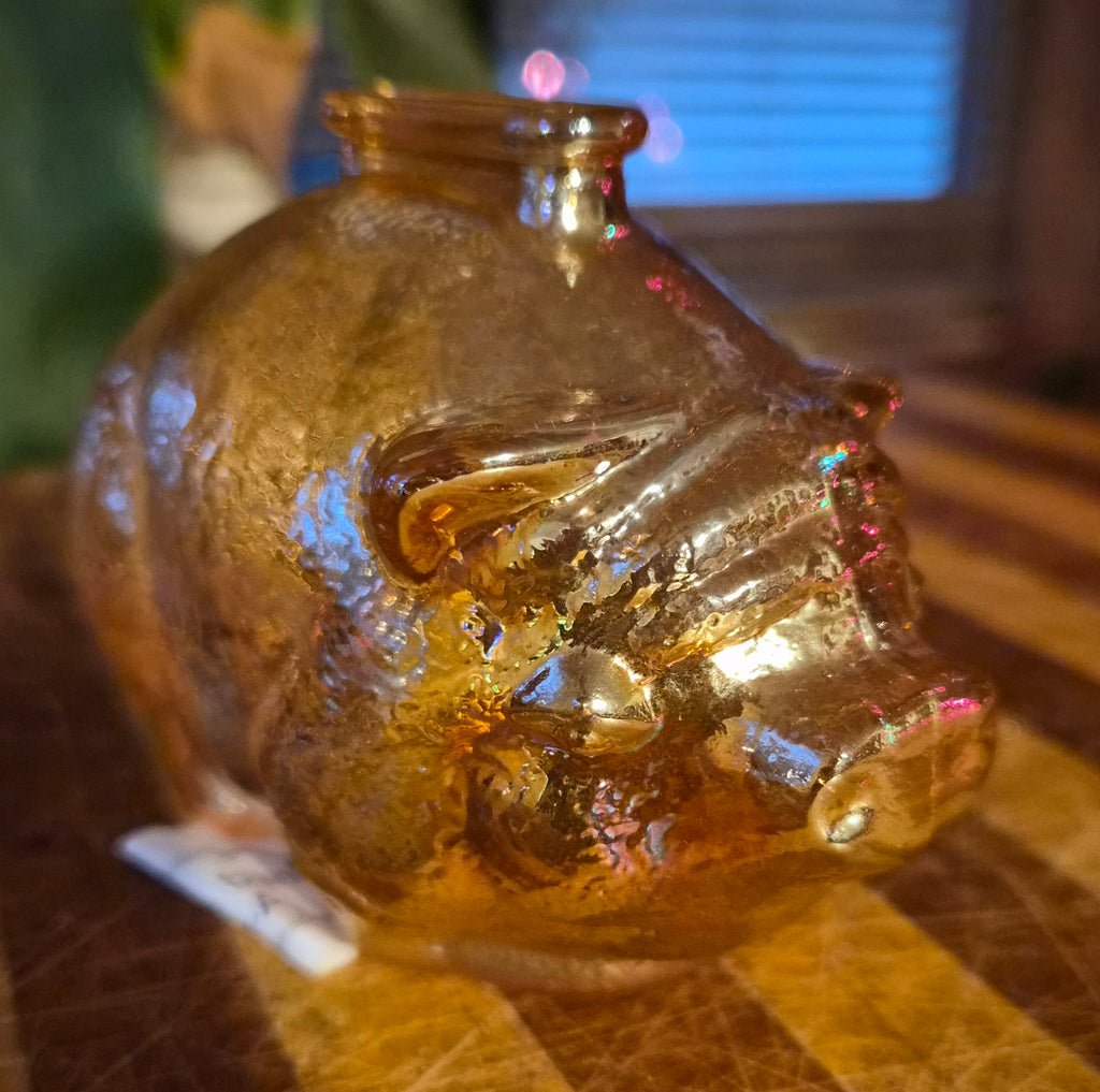 Vintage Anchor Hocking Marigold Carnival Glass Piggy Bank