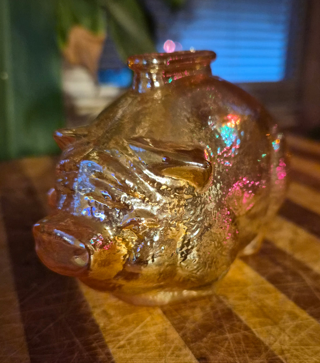 Vintage Anchor Hocking Marigold Carnival Glass Piggy Bank