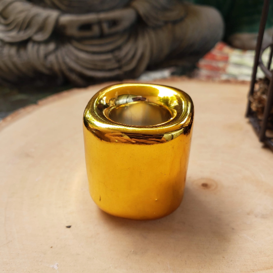 Handmade Ceramic Chime Candle Holder - Gold Silver color , c: Silver
