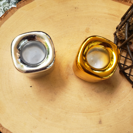 Handmade Ceramic Chime Candle Holder - Gold Silver color , c: Silver