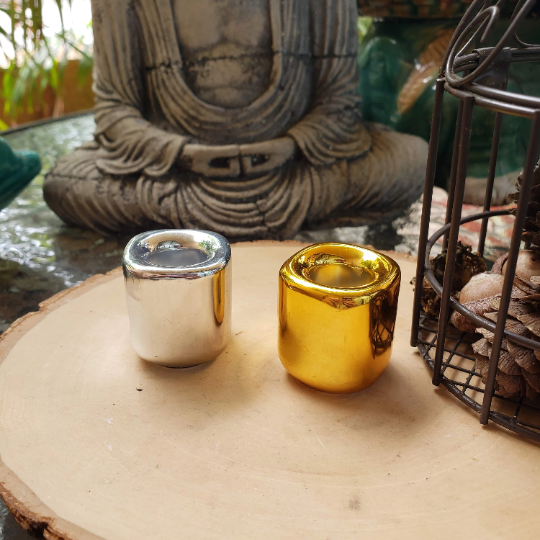 Handmade Ceramic Chime Candle Holder - Gold Silver color , c: Silver